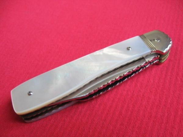 HUBERTUS Rare Pen Blade Release German Leverlock Knife - Genuine Pearl