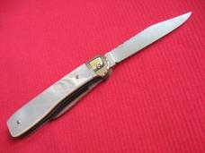 HUBERTUS Rare Pen Blade Release German Leverlock Knife - Genuine Pearl