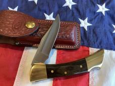 1986 Case xx Shark Tooth Folding Hunter w/ Wood Handles (P197 L SSP) +Orig Sheath & Box
