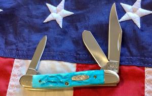 2004 Case xx Stockman Knife (MDL# 63087 WH SS) w/ Sweet Caribbean Blue Bone Handles -NOS & M/NM