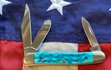 2004 Case xx Stockman Knife (MDL# 63087 WH SS) w/ Sweet Caribbean Blue Bone Handles -NOS & M/NM