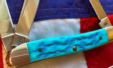 2004 Case xx Stockman Knife (MDL# 63087 WH SS) w/ Sweet Caribbean Blue Bone Handles -NOS & M/NM