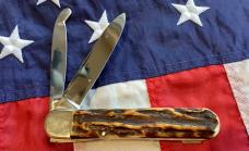 Vintage J A Henckels 2 Blade Multi Blade Knife & Super Stag Handles mdl# 2106