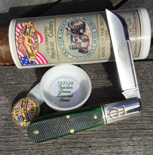 Great Eastern Cutlery 153124 Sheep Foot Barlow Tractor Green Sawcut Bone