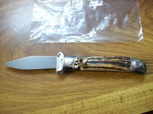 Vintage Italian Shellpuller Knife Inox Stamp Clip-Point 12 & 16 Gauge Stag/Antler UNUSED Beauty!