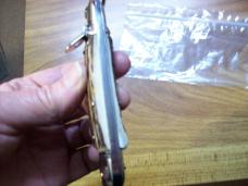 Vintage Italian Shellpuller Knife Inox Stamp Clip-Point 12 & 16 Gauge Stag/Antler UNUSED Beauty!