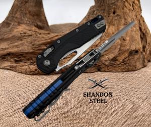 Microtech Knives USA MSI RAM LOK Black Polymer Injection Molded Blue Back Strap