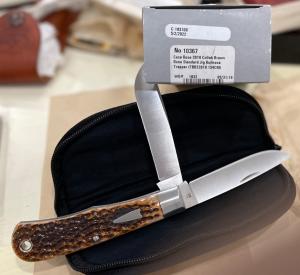 #10367 CASE XX TONY BOSE COLLABORATION 2019 BROWN BULLNOSE TRAPPER KNIVES NEW