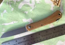 Smith & Sons Mudbug (sodbuster type) Lockback Natural Burlap Micarta Stonewash drop point