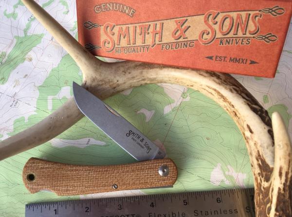 Smith & Sons Mudbug (sodbuster type) Lockback Natural Burlap Micarta Stonewash drop point Smith & Sons Mudbug (sodbuster type) Lockback Natural Burlap Micarta Stonewash drop point
