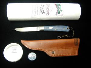 Great Eastern Cutlery GEC Smooth Blue Denim Micarta Stingray Fixed Blade Sheath Knife NIT USA P74525