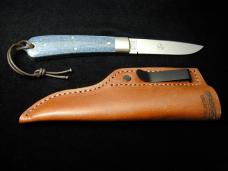 Great Eastern Cutlery GEC Smooth Blue Denim Micarta Stingray Fixed Blade Sheath Knife NIT USA P74525