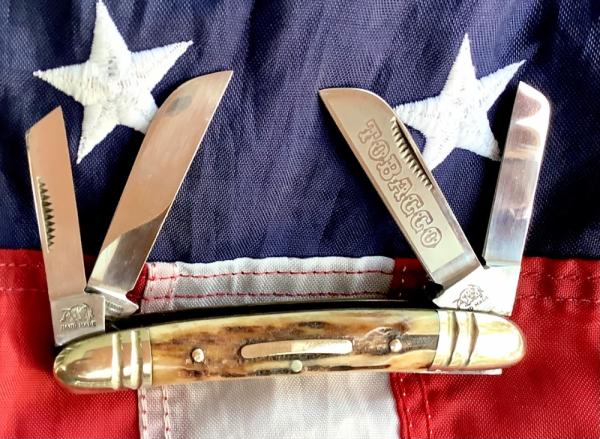 Bulldog Brand 1983 Congress Tobacco Blade Etch w/ Great Stag Handles Bulldog Brand 1983 Congress Tobacco Blade Etch w/ Great Stag Handles