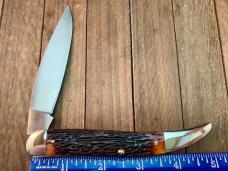 A.G. Russell Large Texas Toothpick Texas Ranger Commemorative 2003 European Red Deer Jigged Bone