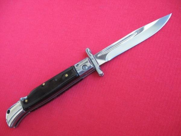 New 9" Roma Italian style Swing Guard Switchblade knife Black handles