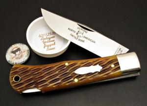 Great Eastern Cutlery #42 Missouri Trader Lockback Antique Yellow Jigged Bone GEC 421125LB