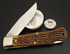 Great Eastern Cutlery #42 Missouri Trader Lockback Antique Yellow Jigged Bone GEC 421125LB