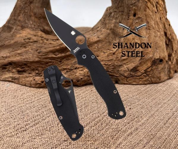 Spyderco Knives Para Military 2  Liner Lock C81GPBK2 Black S45VN Stainless G10