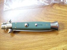 Italian Stiletto 9 Incher Renzo Beltrame Unusual Green Armorhide Flatground Partial Serr. UNUSED!