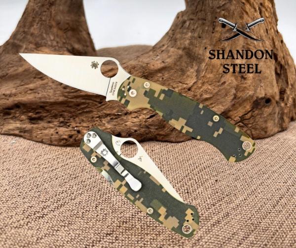 Spyderco Para Military 2 Camo Knife with 3.42" CPM S45VN Steel Blade, C81GPCMO2