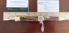 Hubertus West Germany Lever Lock Switchblade Camp Knife, Nice Stag Scales, Unused