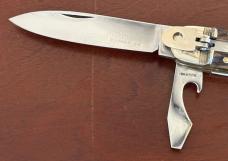 Hubertus West Germany Lever Lock Switchblade Camp Knife, Nice Stag Scales, Unused