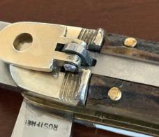 Hubertus West Germany Lever Lock Switchblade Camp Knife, Nice Stag Scales, Unused