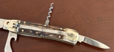 Hubertus West Germany Lever Lock Switchblade Camp Knife, Nice Stag Scales, Unused