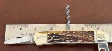 Hubertus West Germany Lever Lock Switchblade Camp Knife, Nice Stag Scales, Unused