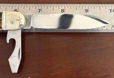 Hubertus West Germany Lever Lock Switchblade Camp Knife, Nice Stag Scales, Unused