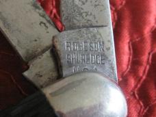 Robeson 3 blade stock knife w/jigged black scales. Pattern no. 633884