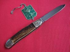 Vintage German WEIDMANNSHEIL Stag Leverlock Switchblade Knife - Mint w/Tag