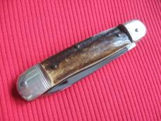 Vintage German WEIDMANNSHEIL Stag Leverlock Switchblade Knife - Mint w/Tag