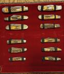 CASE XX Stag Damascus Centennial (1889-1989) 12 piece knife set. SN 461 of 750. Never used, in case.