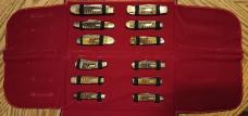 CASE XX  Rogers Bone Damascus Centennial (1889-1989) 12 piece knife set. SN 081 of 750. Never used.