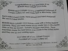 Beaver Falls Cutlery Co Smooth Bourbon Bone Jack Knife NIT from Cooper Cutlery Made in USA BSB