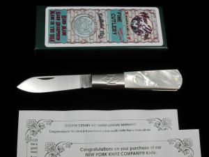New York Knife Co Smooth Genuine Pearl Matteawan Barlow Knife By Cooper Cutlery M1506P USA Made  