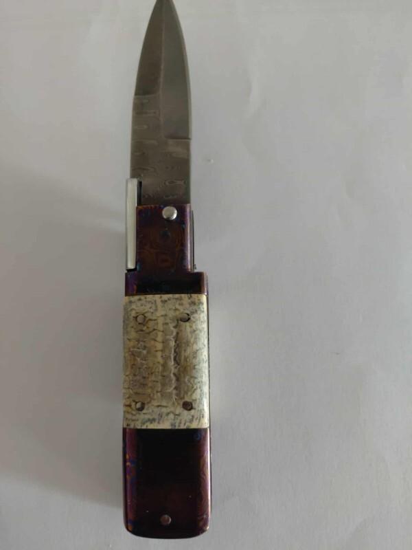 Timascus and Damascus Mammoth ivory Picklock Auto 5.7 inch Rare Armenia switchblade Timascus and Damascus Mammoth ivory Picklock Auto 5.7 inch Rare Armenia switchblade