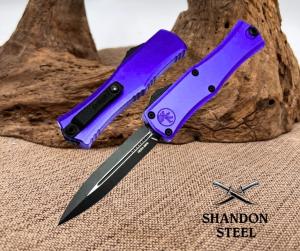 Microtech Knives Mini Hera Black D/E M390MK w/ Purple Handle 1702M-1PU