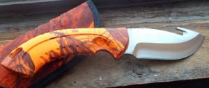 Buck 393 Knife Hunter Gut Hook Orange Blaze Mossy Oak 