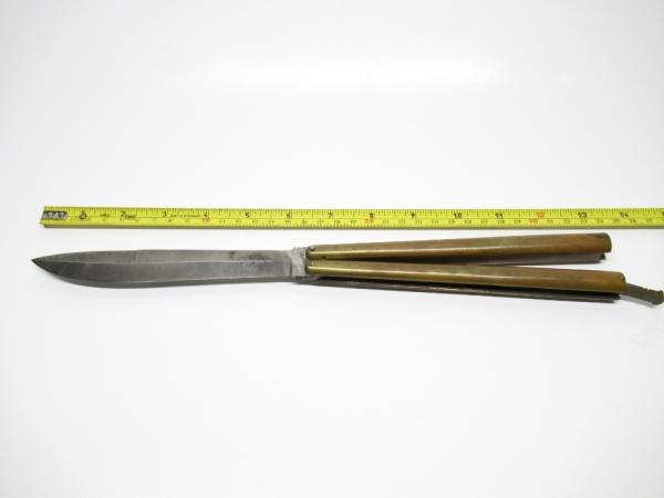 WWII ERA VERY LARGE SOLID BRASS BALISONG BUTTERFLY KNIFE EXCELLENT CONDITION WWII ERA VERY LARGE SOLID BRASS BALISONG BUTTERFLY KNIFE EXCELLENT CONDITION