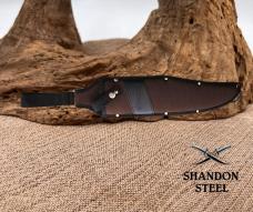 Rough Rider Raiders Bowie Fixed Knife Satin Finish Brown Wood Handle - RR2523