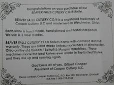 Beaver Falls Cutlery Co Smooth Walnut Burl Wood Jack Knife NIT from Cooper Cutlery Made in USA FWB