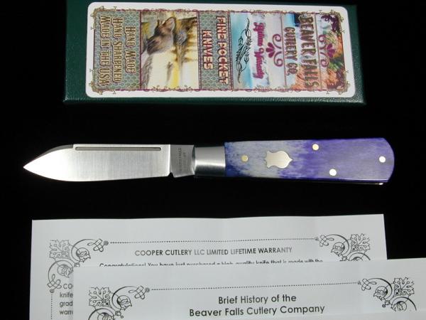 Beaver Falls Cutlery Co Smooth Appaloosa Purple Bone Jack Knife NIT Cooper Cutlery Made in USA A-PUR Beaver Falls Cutlery Co Smooth Appaloosa Purple Bone Jack Knife NIT Cooper Cutlery Made in USA A-PUR