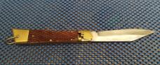 Large 10" Vintage Checkered Bone Hoof style Lever lock Switchblade 