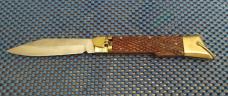 Large 10" Vintage Checkered Bone Hoof style Lever lock Switchblade 