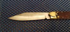 Large 10" Vintage Checkered Bone Hoof style Lever lock Switchblade 