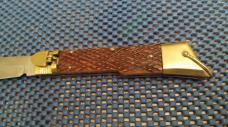Large 10" Vintage Checkered Bone Hoof style Lever lock Switchblade 