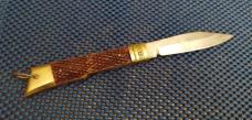 Large 10" Vintage Checkered Bone Hoof style Lever lock Switchblade 