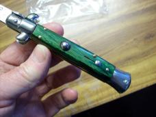 Armando Beltrame Italian 9 Inch Automatic Stiletto Swivel Dagger Green Exotic Hardwood UNUSED!